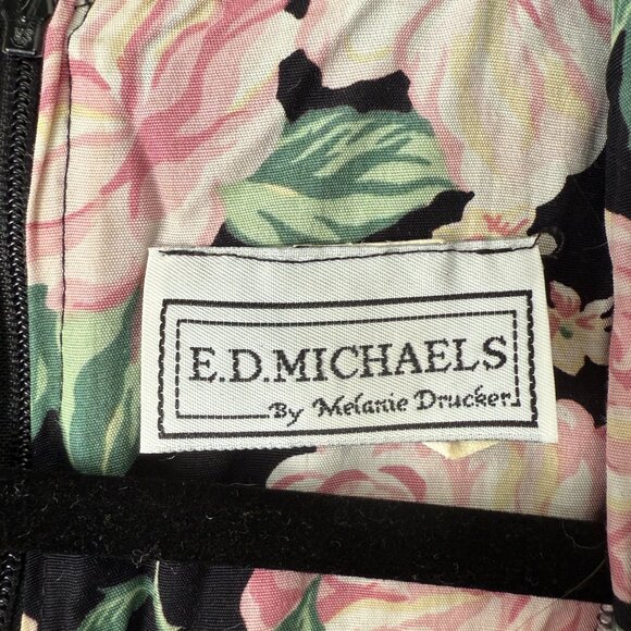 Vintage 90s Black and Pink Floral Midi Girly Church Dress | M-XL - Picture 6 of 16